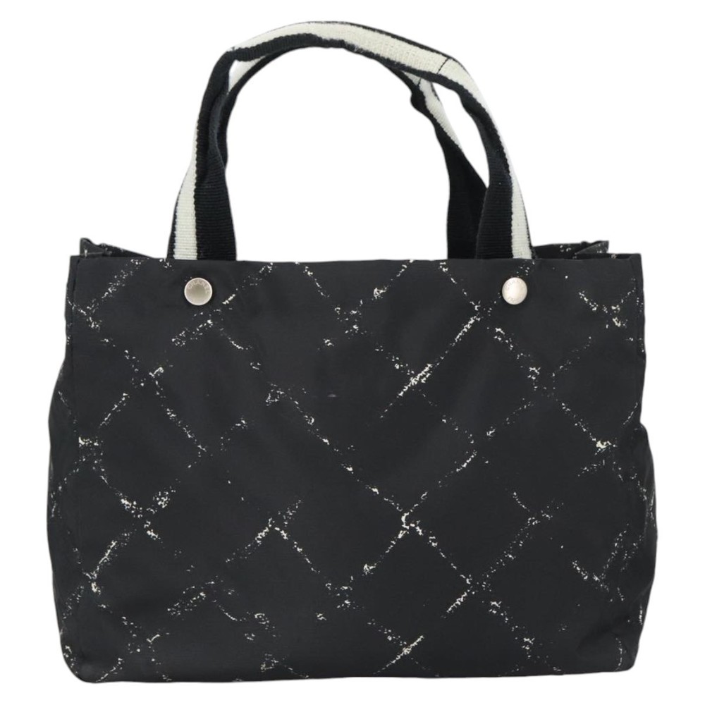 CHANEL Travel Line Tote Bag Nylon Black White Silver CC Auth bs20239 - Picture 13 of 16